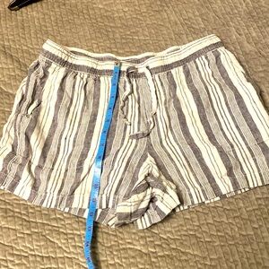 100% Linen Shorts . Stripes Striped Garnet Hill Shorts White Gray Grey
